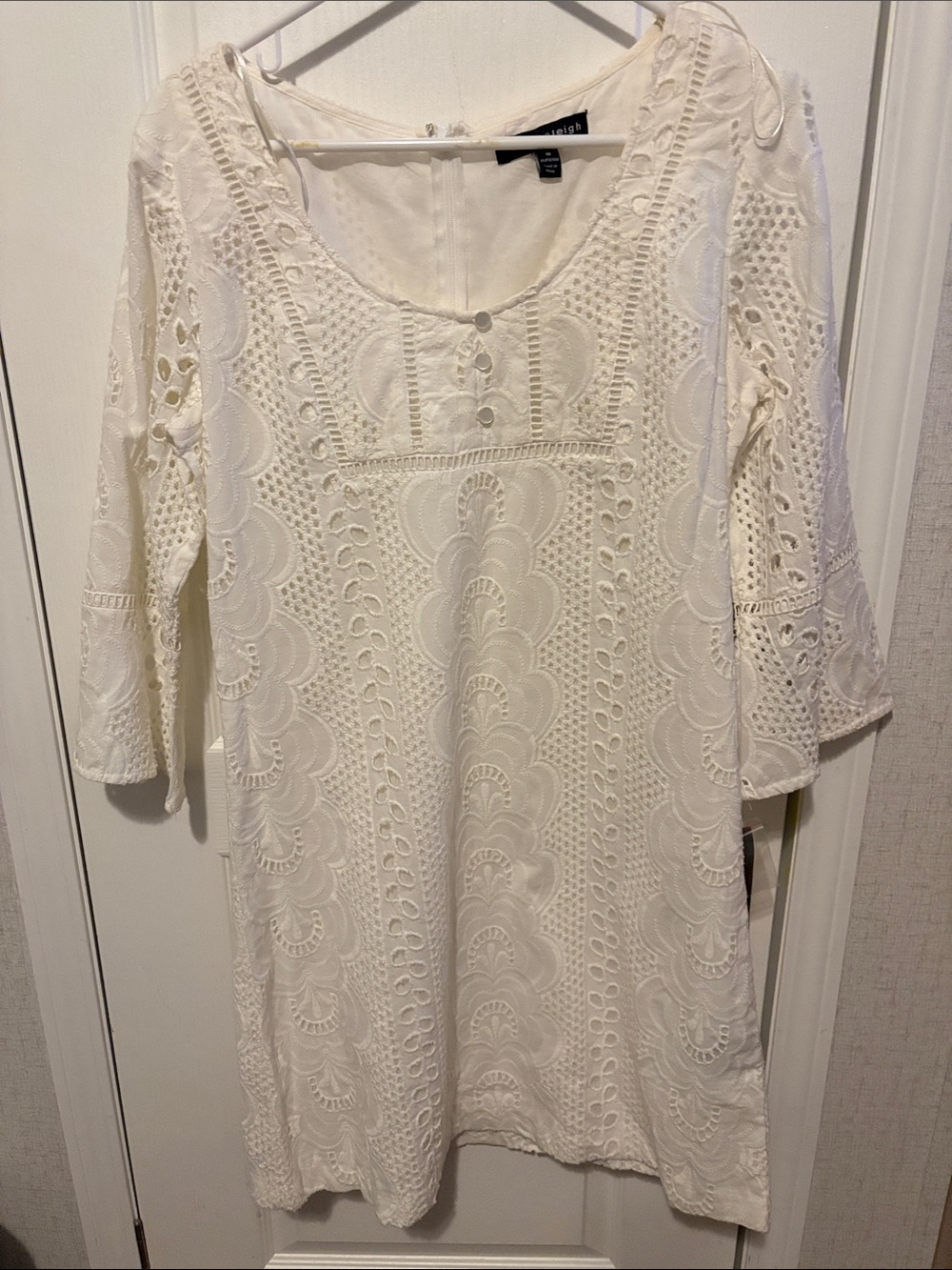 madison leigh Cream Crochet Lace Midi Dress